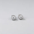 925 Sterling Silver 1 Carat Halo Lab-Grown Diamond Stud Earrings