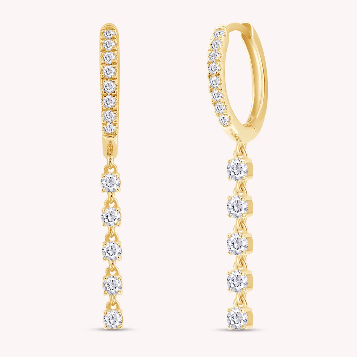 14K Gold Diamond Pavé Huggie Hoop Earrings